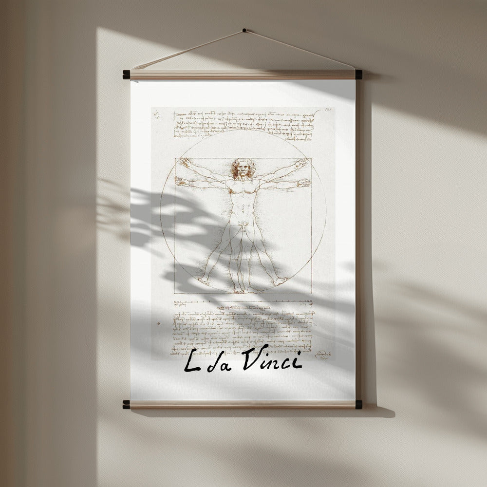 Vitruviansk mands signatur af Leonardo Da Vinci lærredsplakat